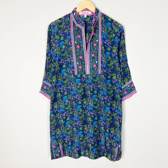 Bella Tu Floral Kaftan Style Dress Embroidered & Beaded Floral Pattern Size Smal - Picture 1 of 4